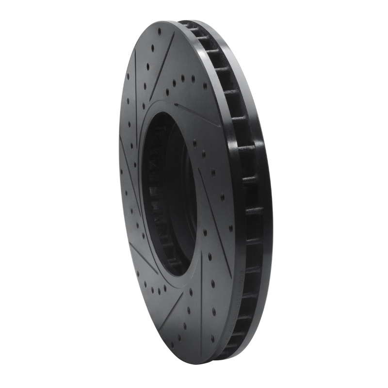 BMW X5 Brake Rotor (1) - Front Right - R1 Concepts - Drilled & Slotted - Black - `02-`06